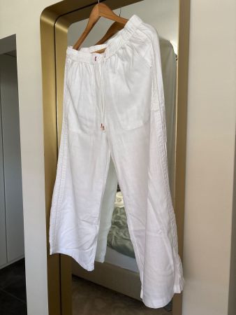 Weisse Lyocell/Leinen Wide Leg Hose (M&S Per Una)