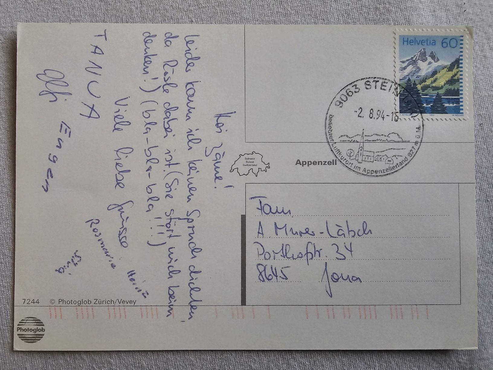 Ansichtskarten: Ansichtskarten Appenzell gestempelt 1994 – Gebraucht aus Bütschwil von Taranabo 1