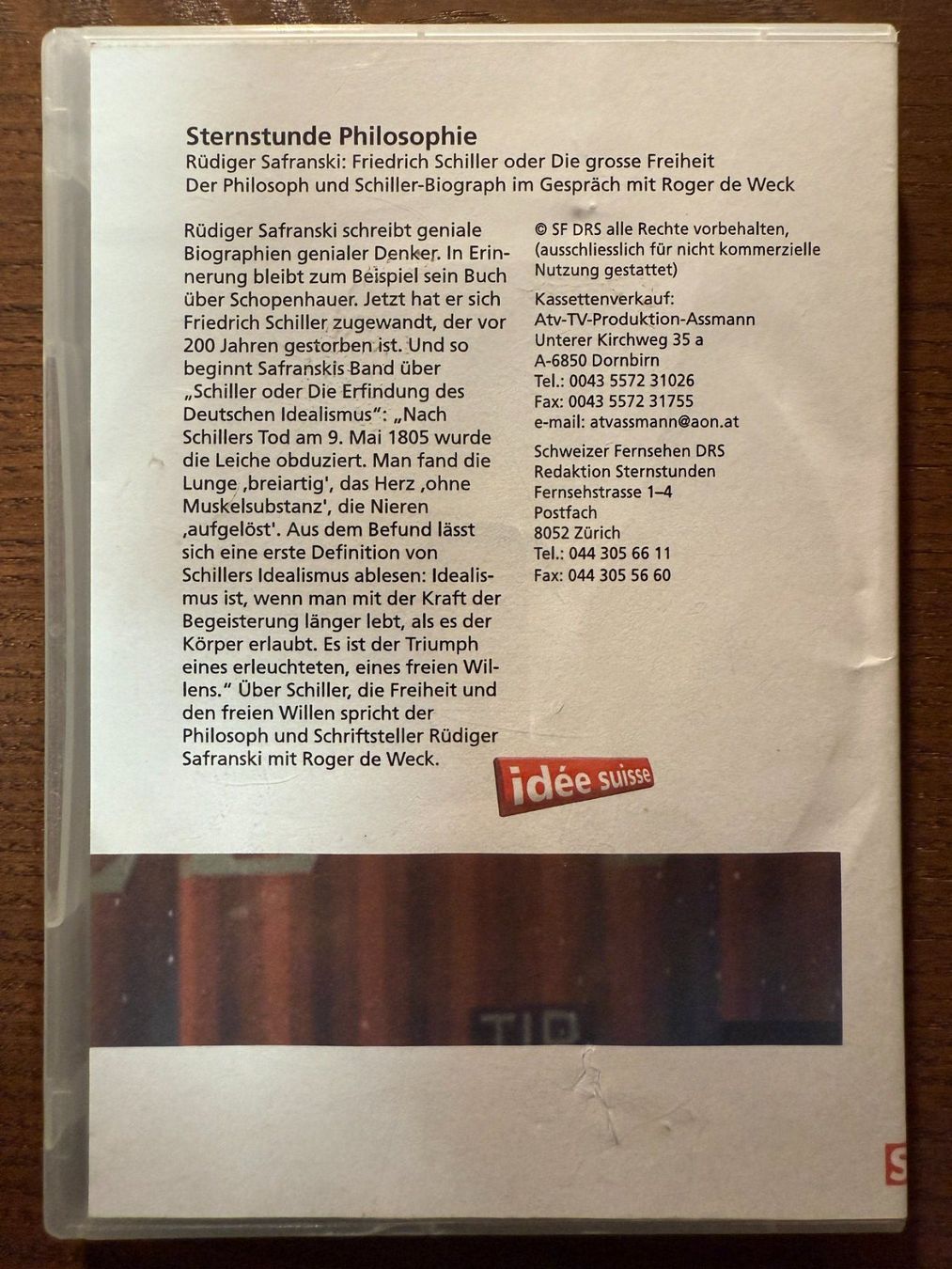 Tutti i DVDs: Sternstunde Philosophie - Rüdiger Safranski – Usato da Zürich venduto da FilmFreunde 1