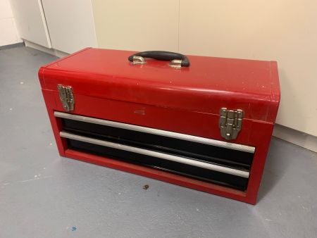 Werkzeugkasten rot mit Hauptfach und 2 Schubladen