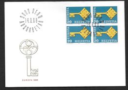 FDC Nr. 456 Viererblock ET Bern 14.3.1968 schön illustriert