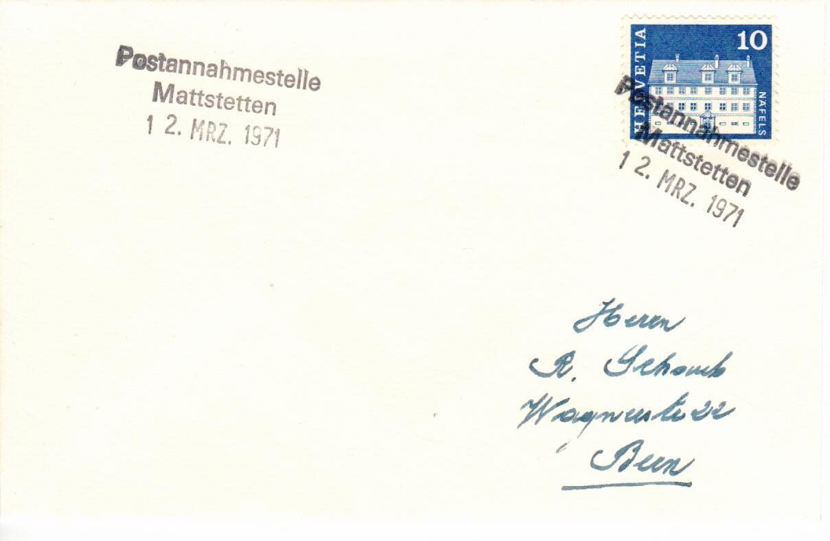 Alle Briefmarken: Brief, Postannahmestelle Mattstetten – Gebraucht aus Wolhusen von Curver9