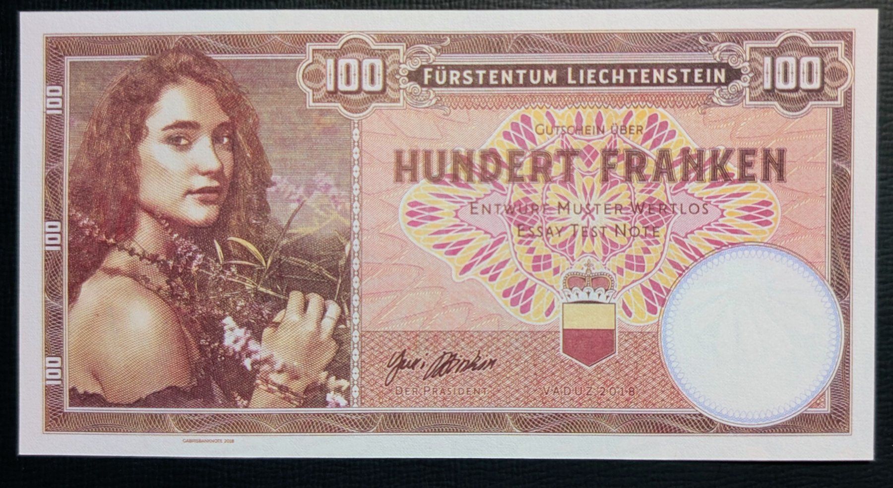 Banconote: *ESSAI/PROBE*Liechtenstein-100 Franken UNC – Nuovo (secondo la descrizione) da Hittnau venduto da stamps_and_coins
