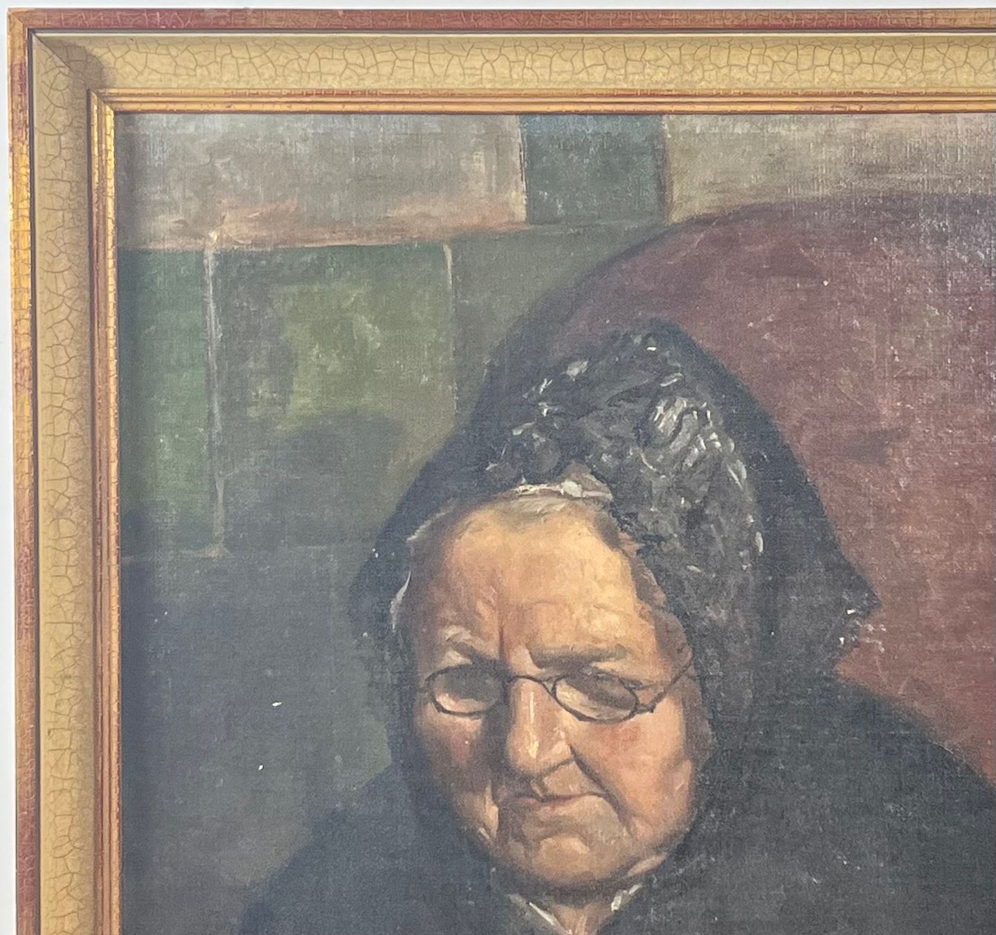 Gemälde: Gemälde von eine Alter Dame mit Brille , Monogrammiert – Gebraucht aus Root von  2