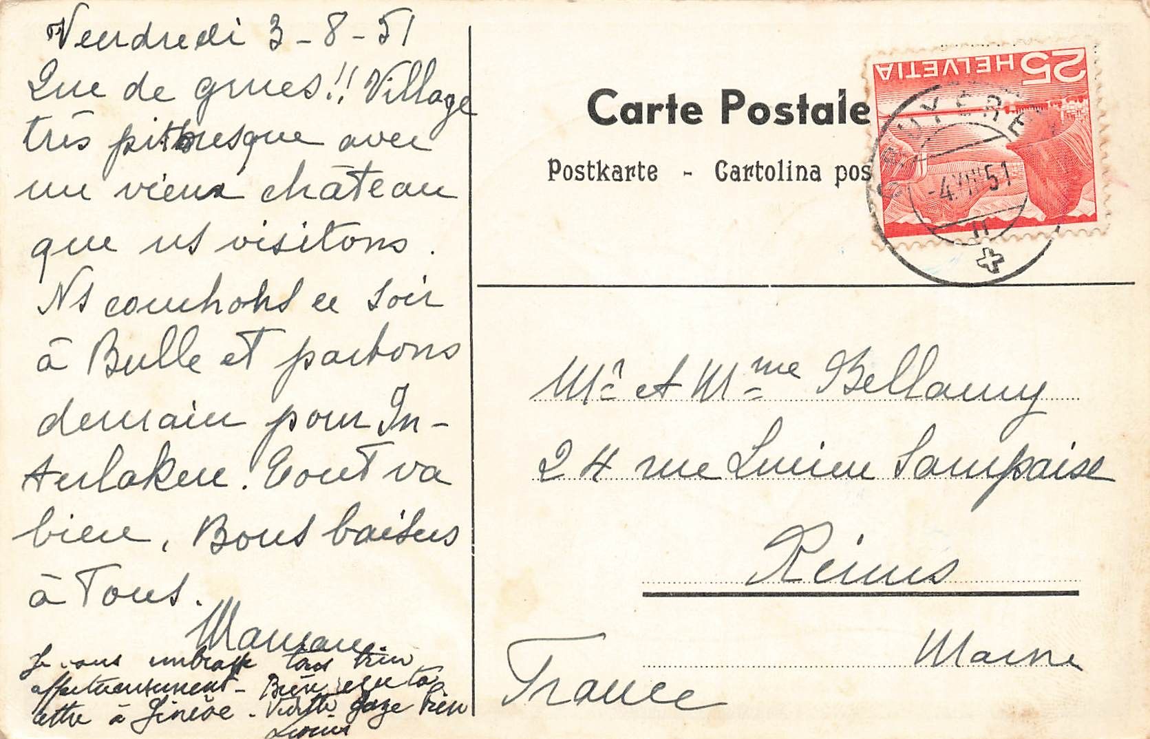 Cartoline postali: Greyerz (FR) Stadtwappen – Usato da Biasca venduto da Blenio71 1