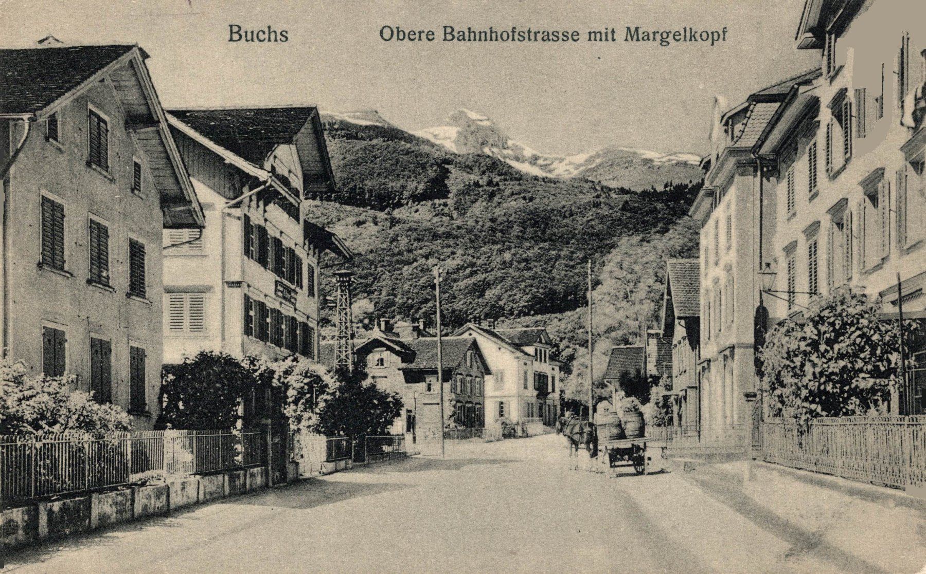 Cartoline postali: Buchs. Obere Bahnhofstrasse mit Margelkopf – Usato da Bronschhofen venduto da Astore