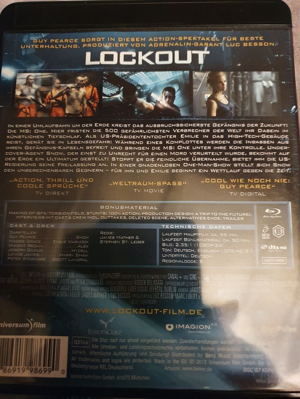 Tous les DVDs: Blu-ray Lockout – D'occasion à Eiken par Lashar 1