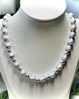 Perlenkette grau Silber 925 - 48 cm edel