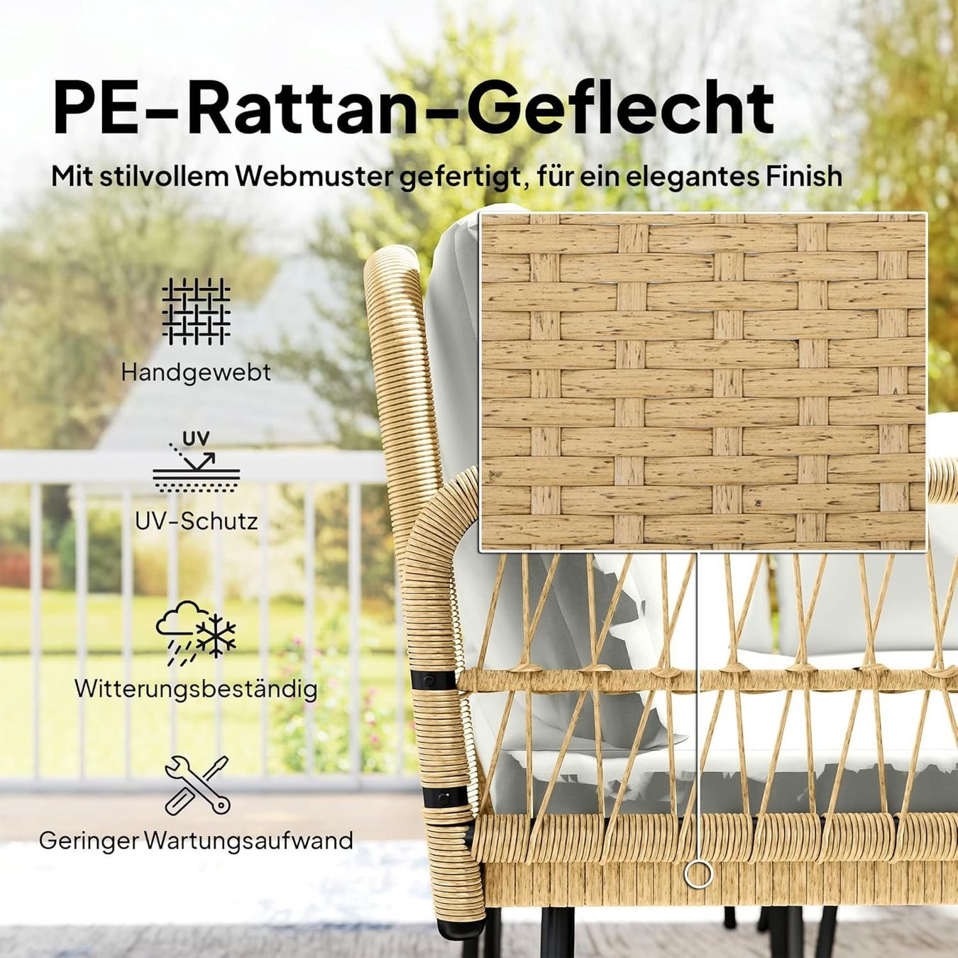 Set di tavolo e panche: Polyrattan Gartenmöbel Set 4-teilig – Nuovo e nell'imballaggio originale da Gränichen venduto da omniadeals 5