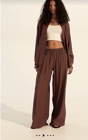 FLOWY LIGHT AIRY BROWN WIDE LEG PANTS FOR SUMMER