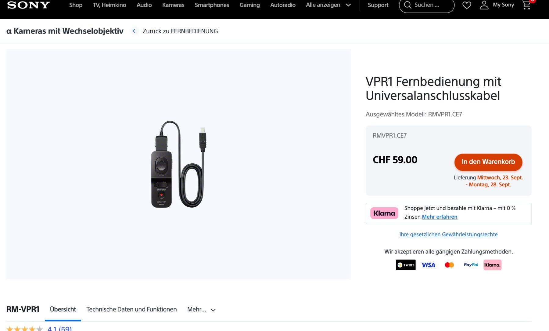 Sony Fotocamera: SONY RM-VPR1 Fernbedienung Remote Control – Usato da Emmen venduto da chromaton 2