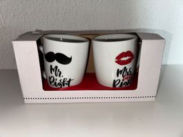 Tassen Mr. Right und Mrs. Right