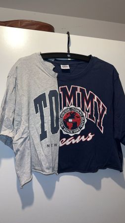CropTop T-Shirt Tommy Jeans grau/blau Grösse 2XL