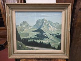 Tableau Montagne Peinture Suisse Vintage 
