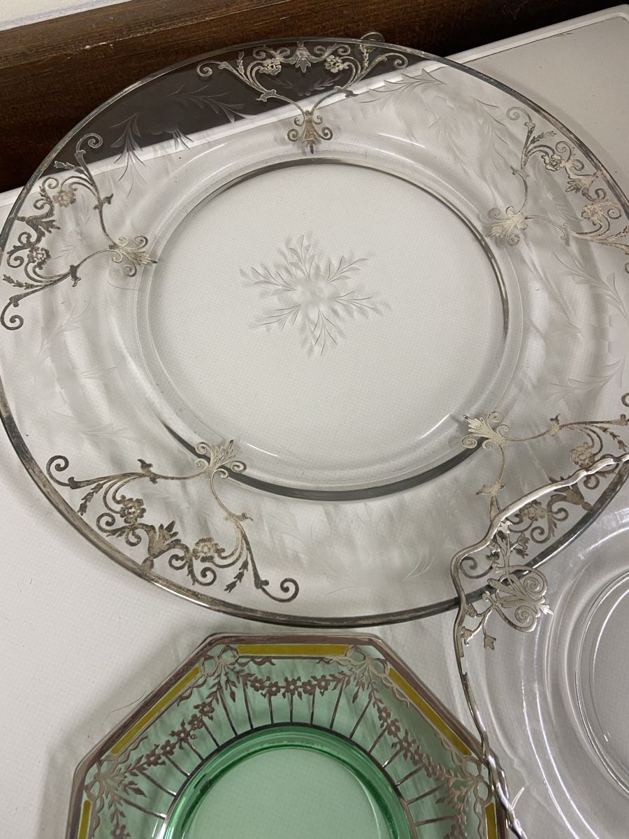 Piatti: Dessertteller, Glas mit Silberdekor, 4 Stk. – Usato da Dietikon venduto da brocki-eyra 1