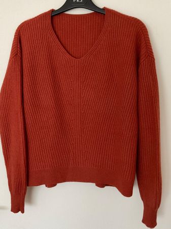 Kaschmir Seide Grobstrick oversize Pullover Gr S Rostbraun