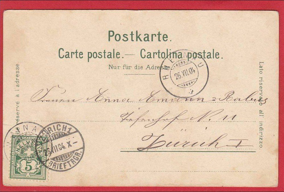 Cartoline postali: RHEINAU 1904 – Usato da Grüningen venduto da Kartenlaube 1
