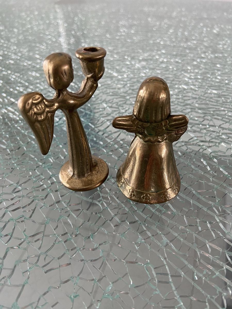 Statuette: 2 alte Messing Engel Figuren Kerzenhalter – Usato da Oftringen venduto da andrax 1