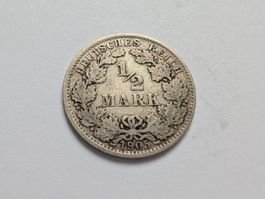 🇩🇪 1/2 Mark 1905 A - *** Silver 2.78g .900