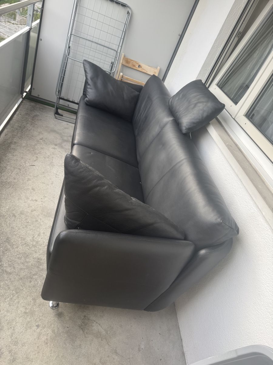 Sofas: Leder Sofa schwarz  – Neu (gemäss Beschreibung) aus luzern von bbbb