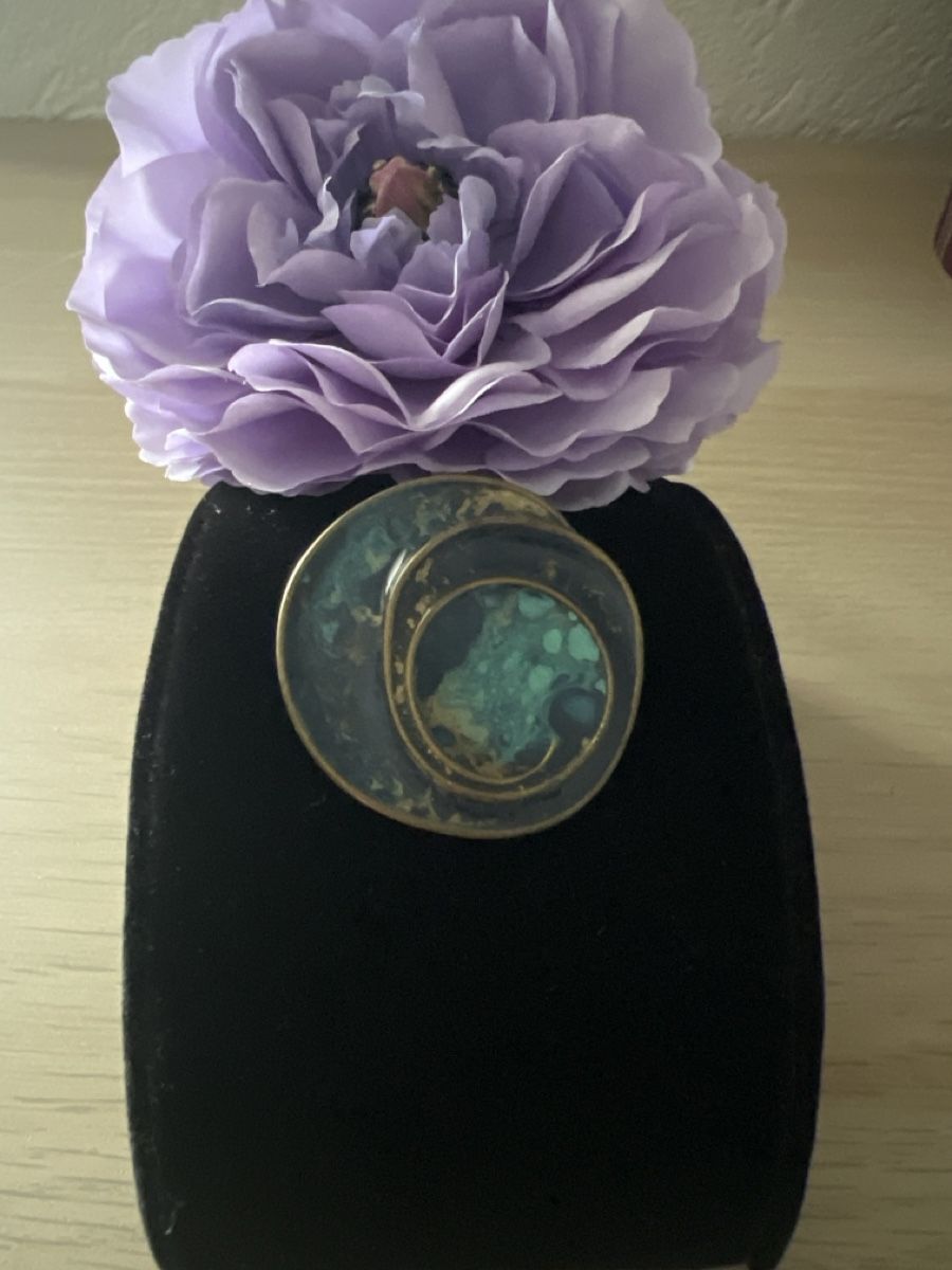Spille & Fermagli: Vintage Brosche Türkis & Gold - einzigartig – Usato da Seon venduto da Sunny-Schmuck78