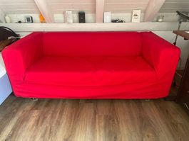 Ikea Schlafsofa rot mit neuem roten Ersatzüberzug