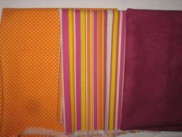 Baumwollstoffe orange/aubergin 3 Reststücke!