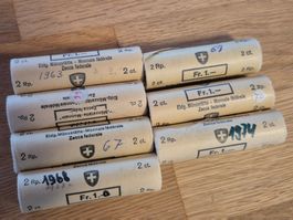 Serie 2 Rappen-Rollen 1963 - 1974 komplett - 350 Münzen