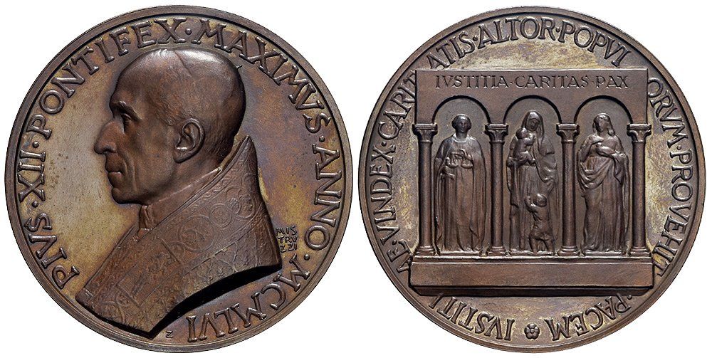 Medaglie: Rom, Pius XII., Bronzemedaille 1956 – Usato da Chiasso venduto da Novamarketing