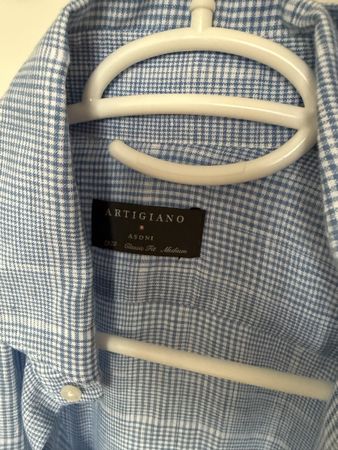 Artigiano Hemd Gr M Classic Fit Herren Sommerhemd Karo Blau