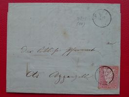 1859 Strubelbrief von RÜTI (ZH) +Bahnpost befördert, 180.-