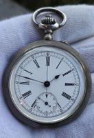 Montre de poche chronographe Suisse en argent.  rare 