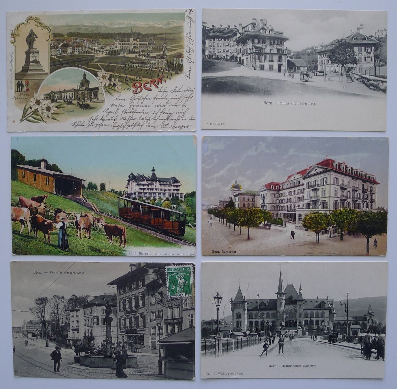 Cartoline postali: 6 alte Ansichtskarten BERN, Litho, Gurten - Bahn, Stalden – Usato da Ebikon venduto da SilvioFreund
