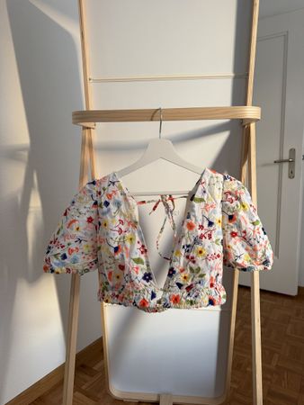 Zara Embroidered Crop Top – Size M