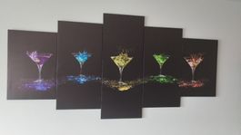 5 Teilige Cocktail Wandbilder auf Leinwand Stylisch