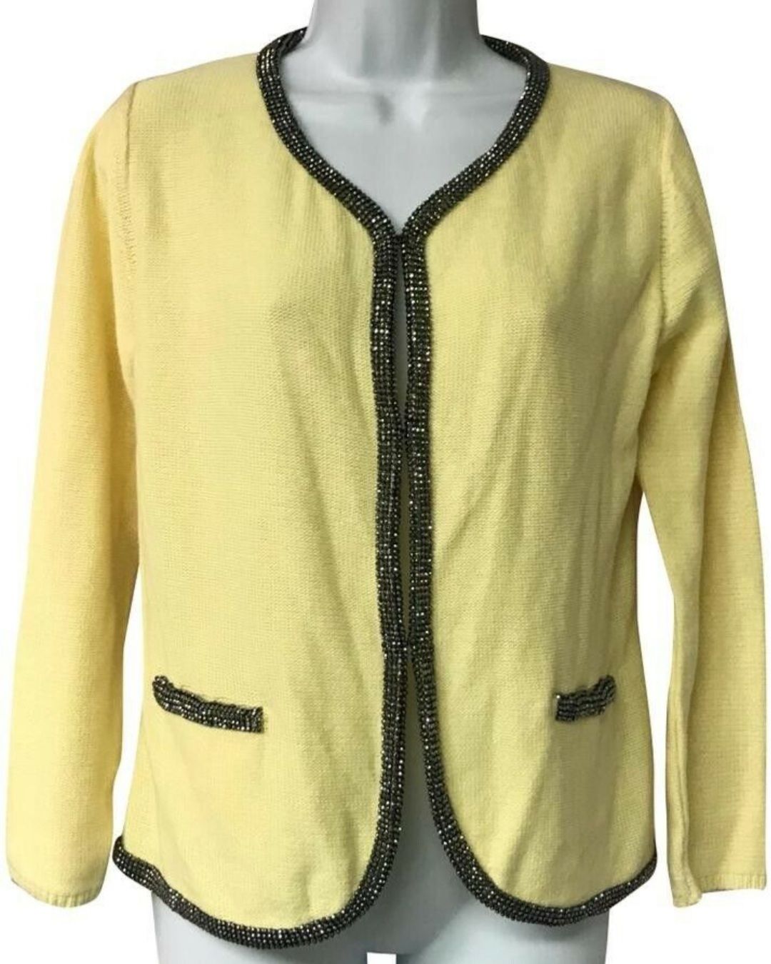 Maje Giacche: Maje Strickjacke Gelb Glitzer Perlen Gr. Nr.2 – Usato da Uster venduto da kgw78 3