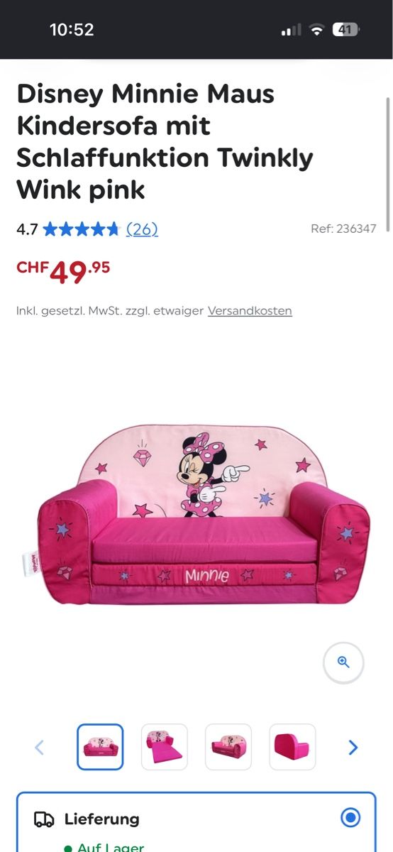Divani: Minnie Mouse Sofa Kinder – Usato da Roggwil TG venduto da Flohmarkt_Lupo 2