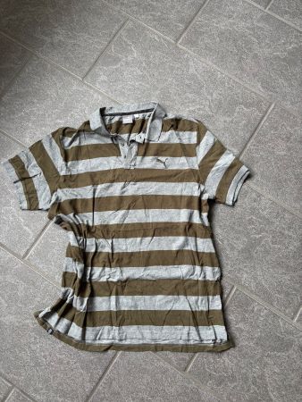 Puma Polo-Shirt Herren Gr. XXL Khaki/Grau Gestreift Kurza...