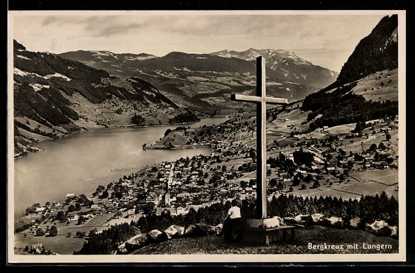 Cartoline postali: Lungern, Bergkreuz mit Blick auf den Ort – Usato da Berlin venduto da bartko-reher