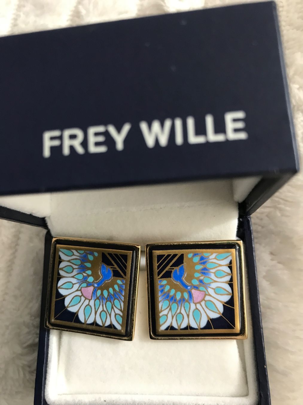 Freywille Orecchini pendenti & Orecchini a lobo: Frey Wille Ohrclips,  Pfauenmuster, – Usato da Wettingen venduto da Andres54