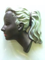 Cortendorf Wandmaske SchwarzBlau links sehend 28cm hoch Retr