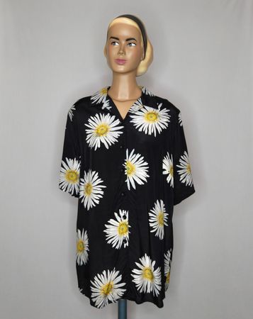 Vintage Margeriten-Print Bluse 90er - D 46