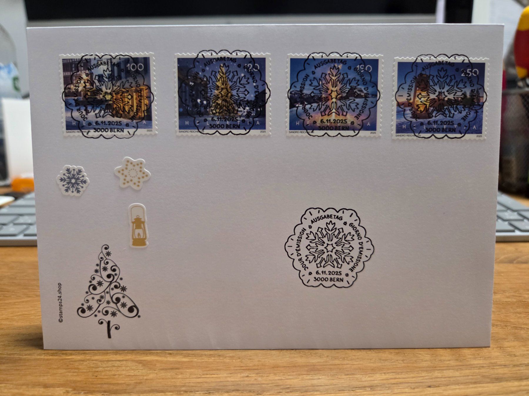 Tutti i francobolli: FDC aus Viererblock Weihnachten 2025 – Usato da Rickenbach SO venduto da Bytebull