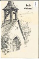 Frohe Ostern - Dorfkirche - Künstlerkarte