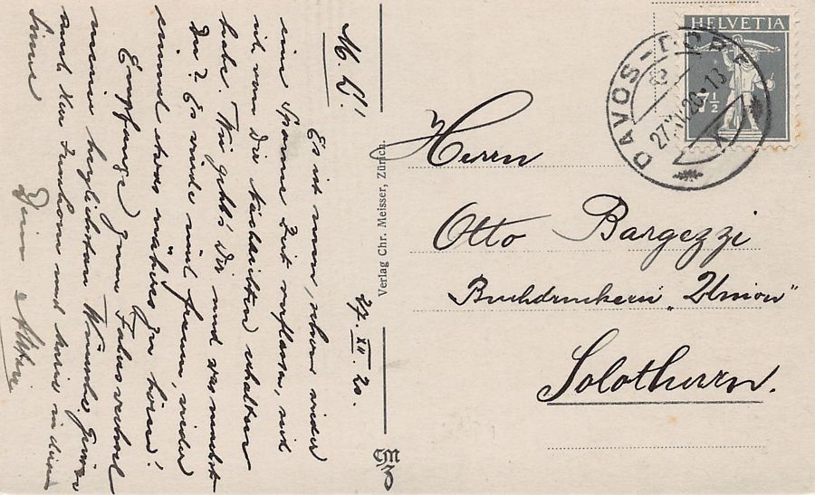 Cartoline postali: Davos-Sertig, gelaufen 1920 – Usato da Frauenfeld venduto da POML 1