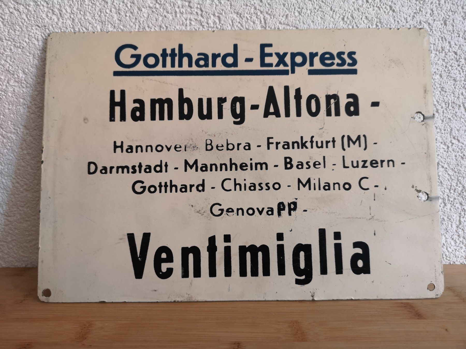 Schilder: Rarissime plaque de train Gotthard-Express – Gebraucht aus Conthey von Cathlouz