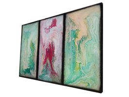 Abstrakte Fluidgemälde A1117⚡️ großes Triptychon - 100x150cm