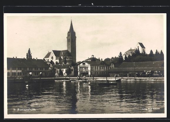 Cartes postales: AK Romanshorn, Uferpartie mit Kirche – D'occasion à Berlin par bartko-reher