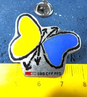 BAHN SCHWEIZ PIN SBB CFF FFS SCHMETTERLING ENAMEL SILBRIG