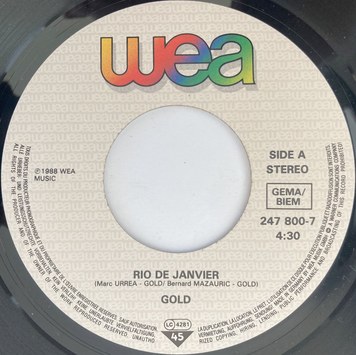 Dischi in vinile: GOLD - RIO DE JANVIER – Usato da Bottens venduto da hotter-than-hell 2